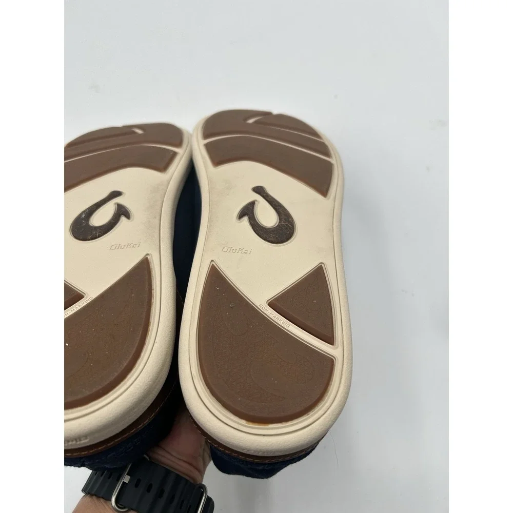 OluKai Manoa Shoes Mens Sz 13 Blue Lace Up Moccasin Boat Deck Canvas Sneaker